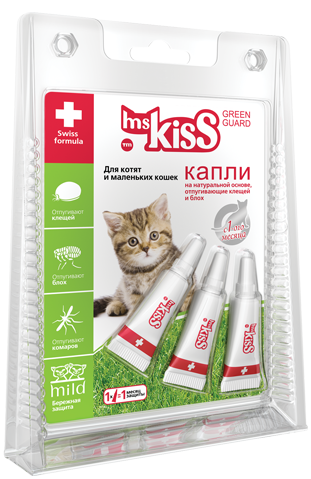 Капли для кошек Ms.Kiss от паразитов 3 штуки по 1 мл.